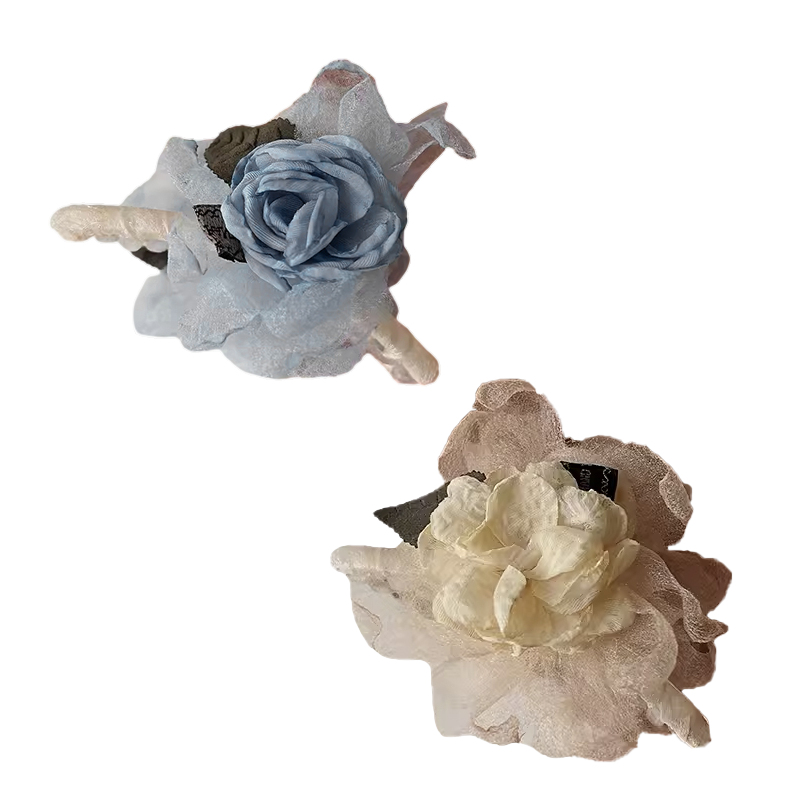 Tulle Flower Hair Claw Clips