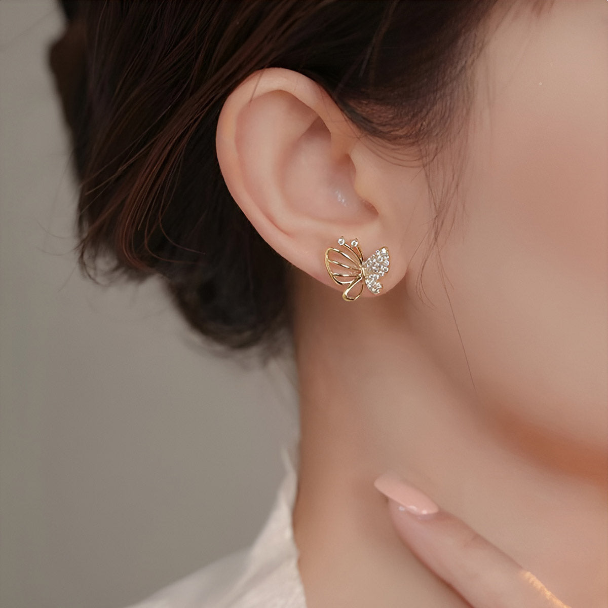 Zircon Butterfly Stud Earrings