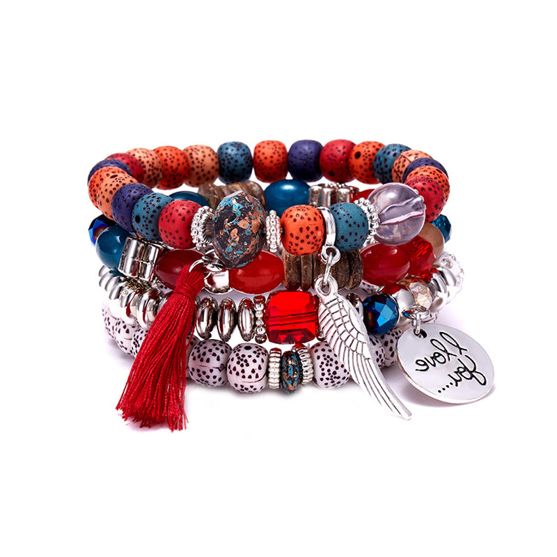 Boho Angel Wing Multi-layer Crystal Beaded