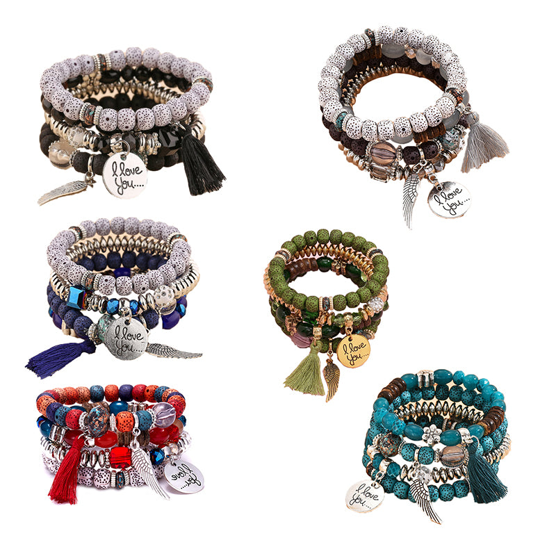 Boho Angel Wing Multi-layer Crystal Beaded
