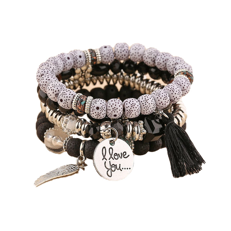 Boho Angel Wing Multi-layer Crystal Beaded