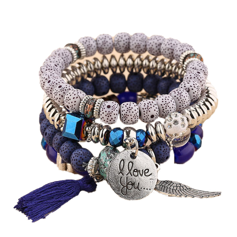 Boho Angel Wing Multi-layer Crystal Beaded