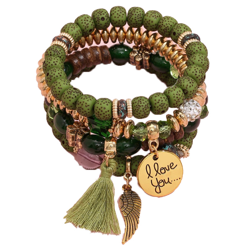 Boho Angel Wing Multi-layer Crystal Beaded
