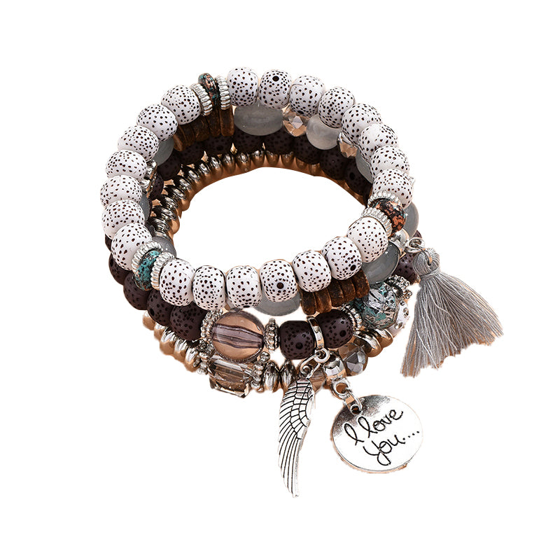Boho Angel Wing Multi-layer Crystal Beaded