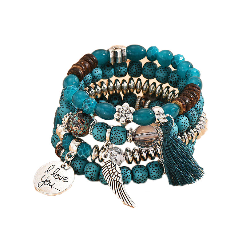 Boho Angel Wing Multi-layer Crystal Beaded