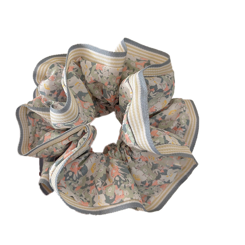Chiffon Floral Solid Color Large Scrunchie