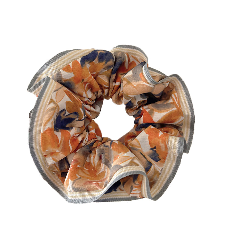 Chiffon Floral Solid Color Large Scrunchie
