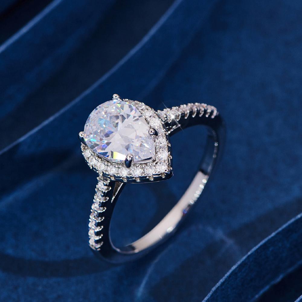 Pear-Shaped Zircon Engagement Ring