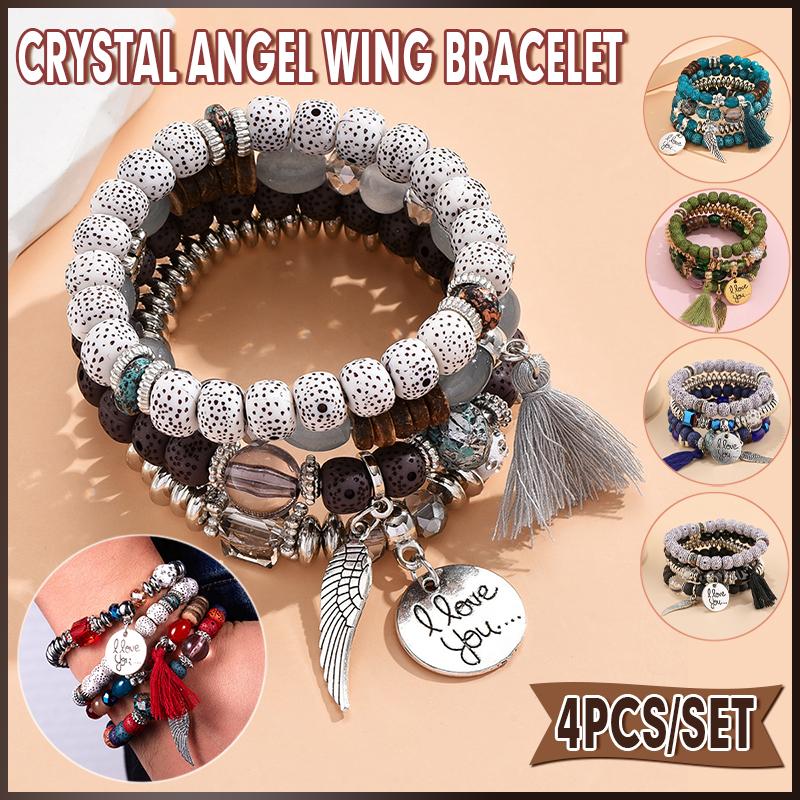 Boho Angel Wing Multi-layer Crystal Beaded