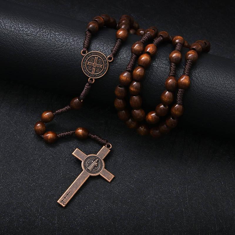 Vintage Wooden Catholic Pendant