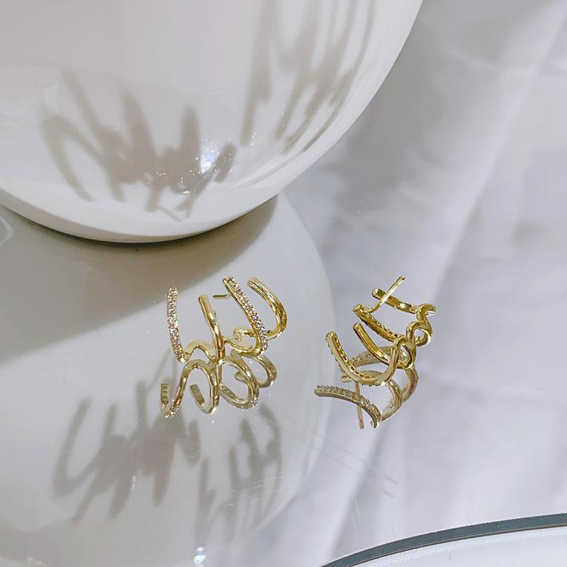 Twist Zircon Hoop Earrings
