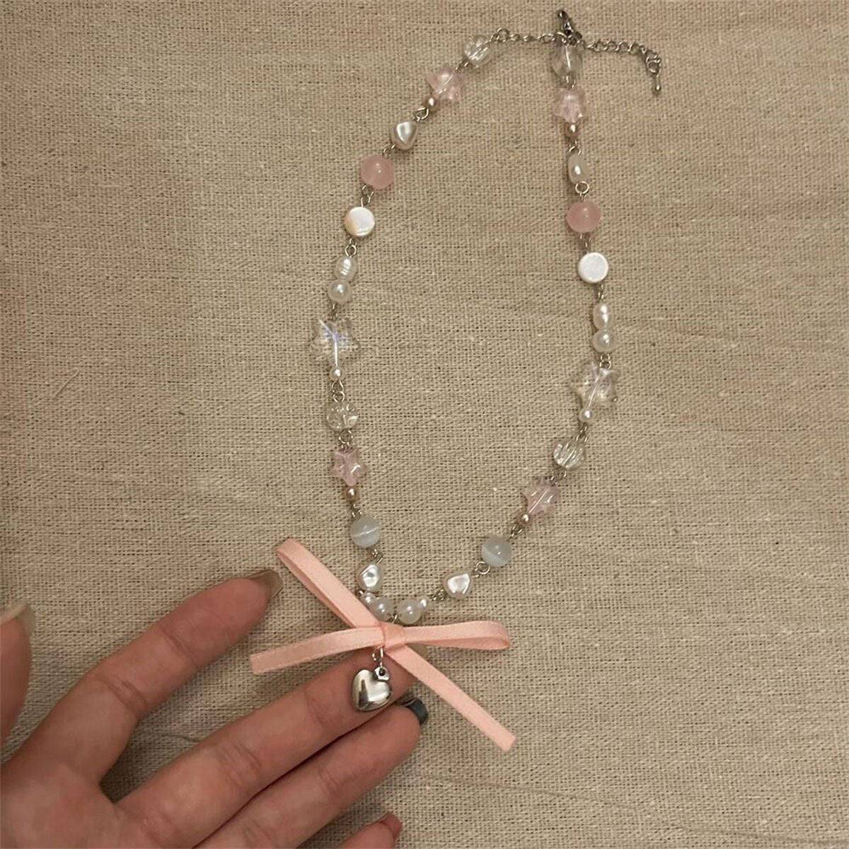 Star and Pearl Charm Necklace