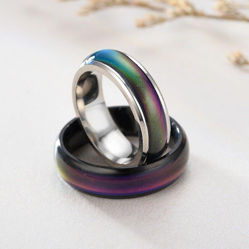 Multi-Hued Stainless Steel Unisex Ring