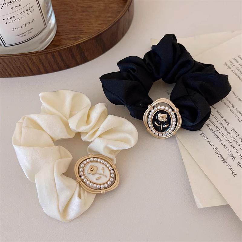 Chiffon Vintage Embossed Flower Scrunchie