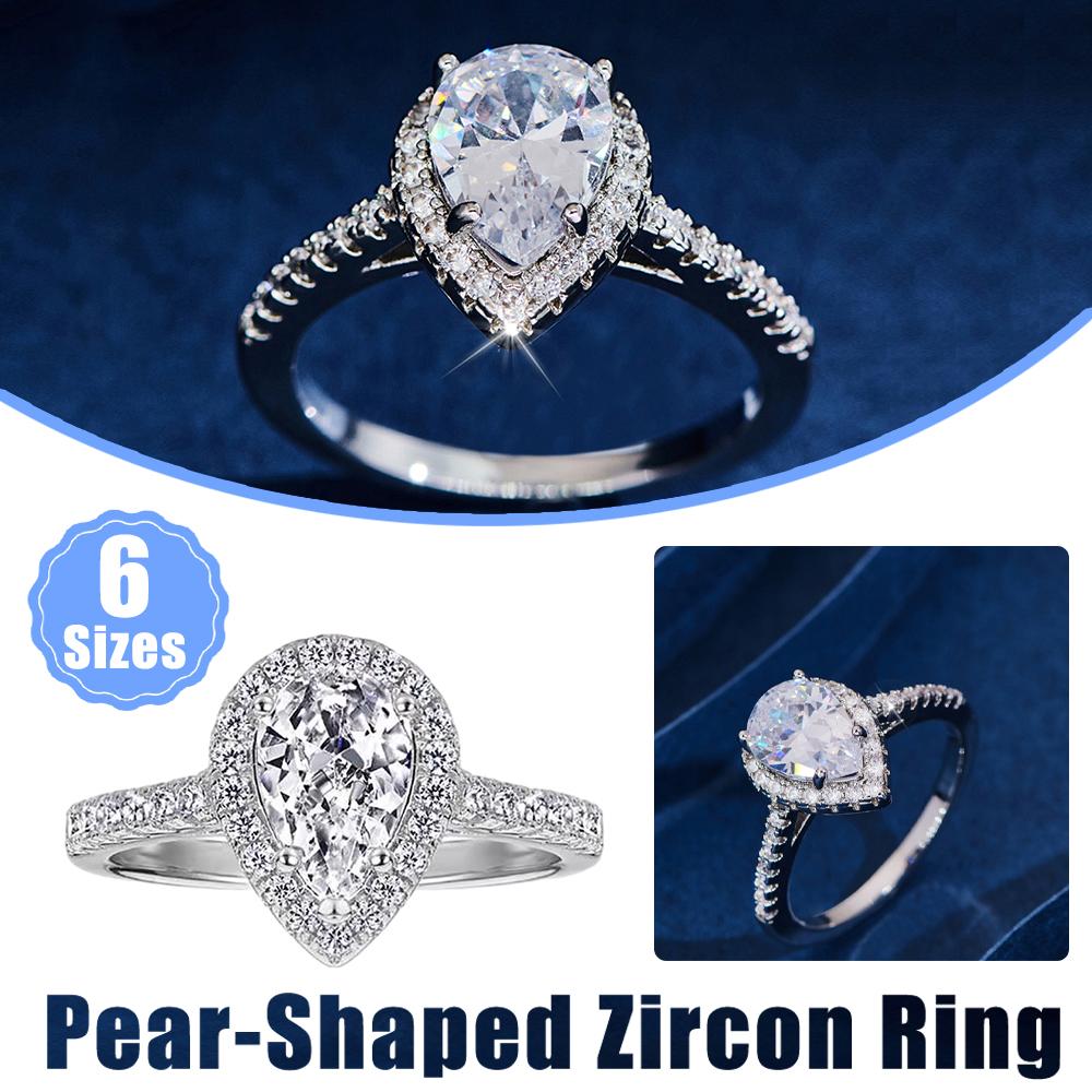 Pear-Shaped Zircon Engagement Ring