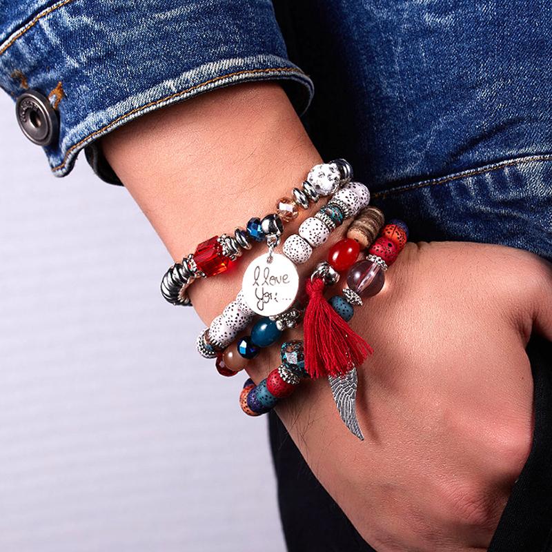 Boho Angel Wing Multi-layer Crystal Beaded