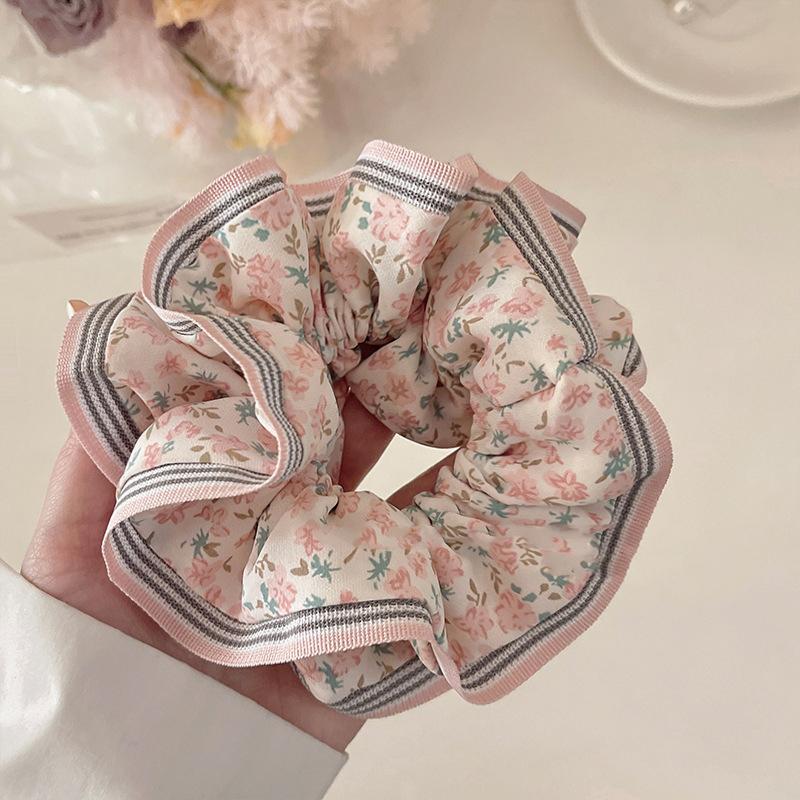 Chiffon Floral Solid Color Large Scrunchie