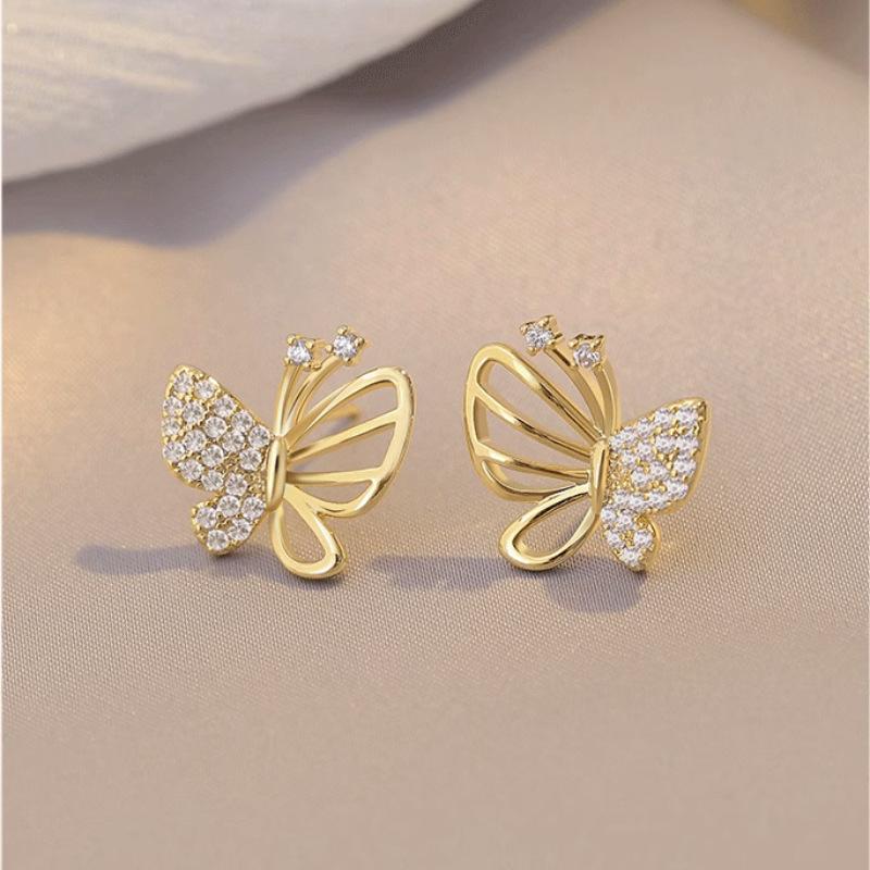 Zircon Butterfly Stud Earrings