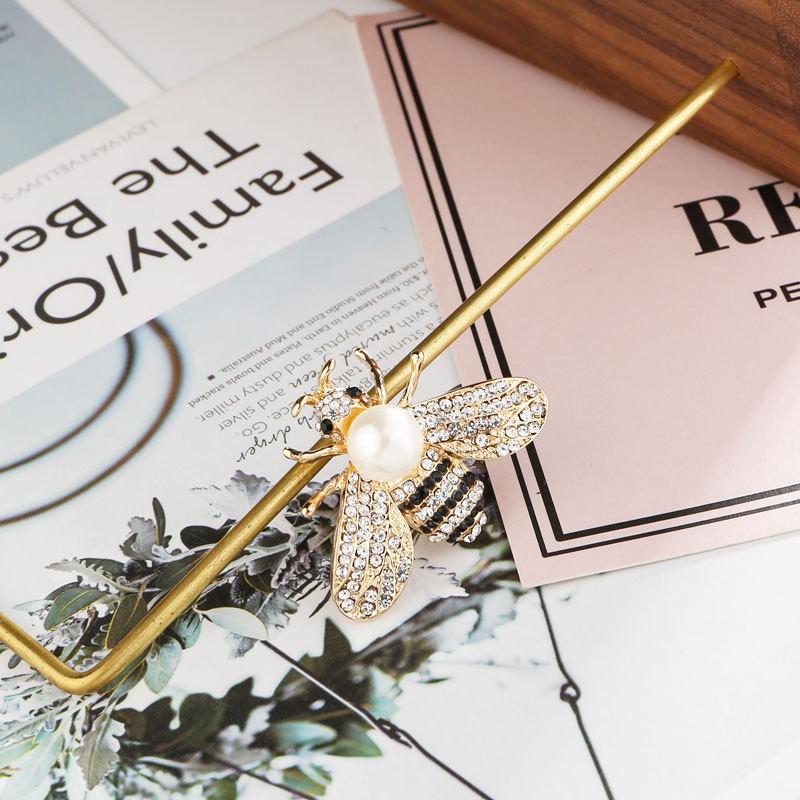 Pearl & Crystal Bee Brooch