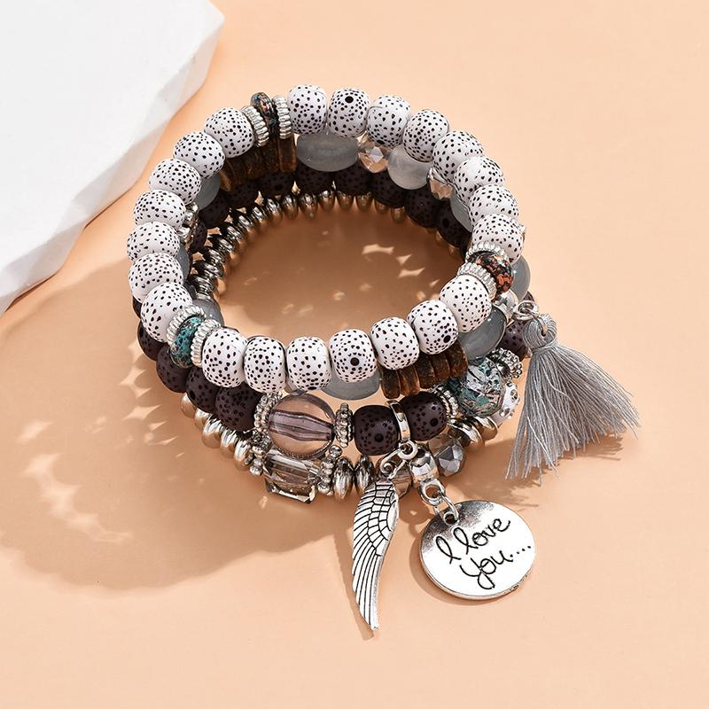 Boho Angel Wing Multi-layer Crystal Beaded