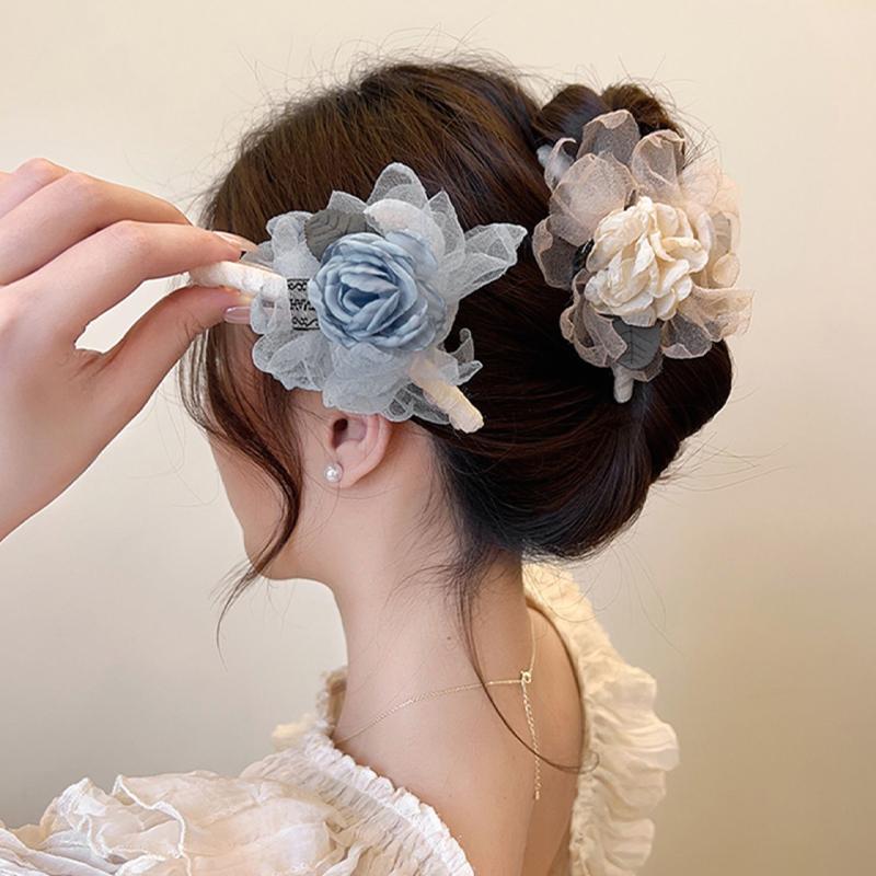 Tulle Flower Hair Claw Clips
