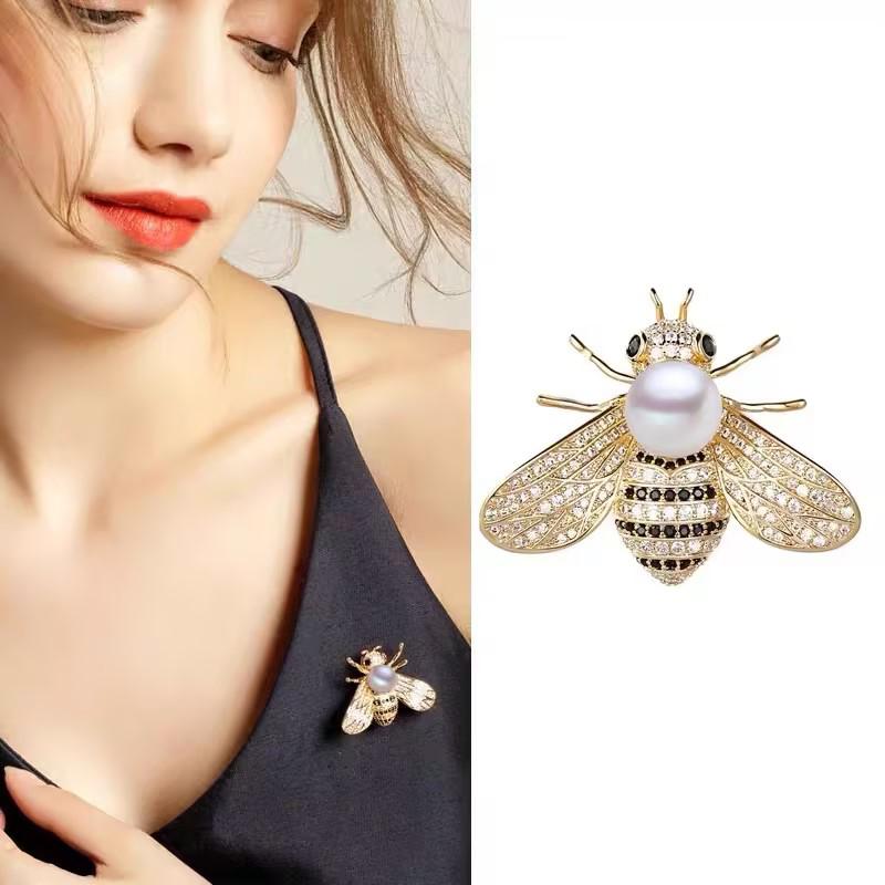 Pearl & Crystal Bee Brooch