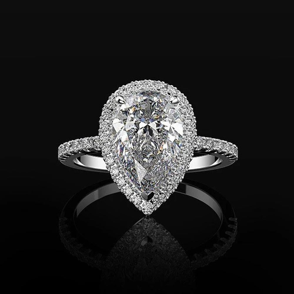 Pear-Shaped Zircon Engagement Ring