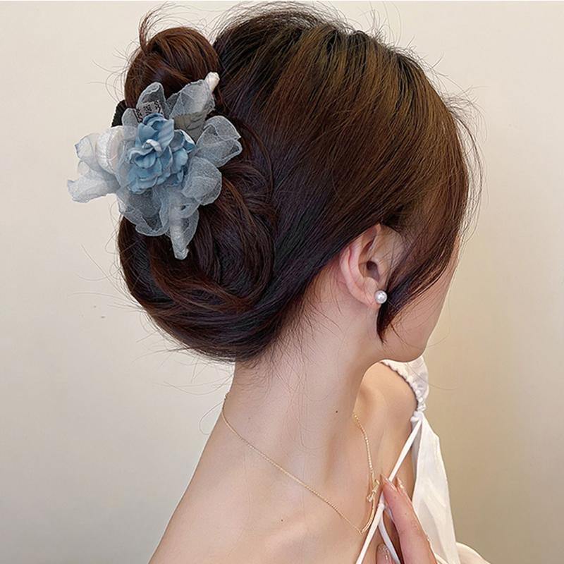 Tulle Flower Hair Claw Clips