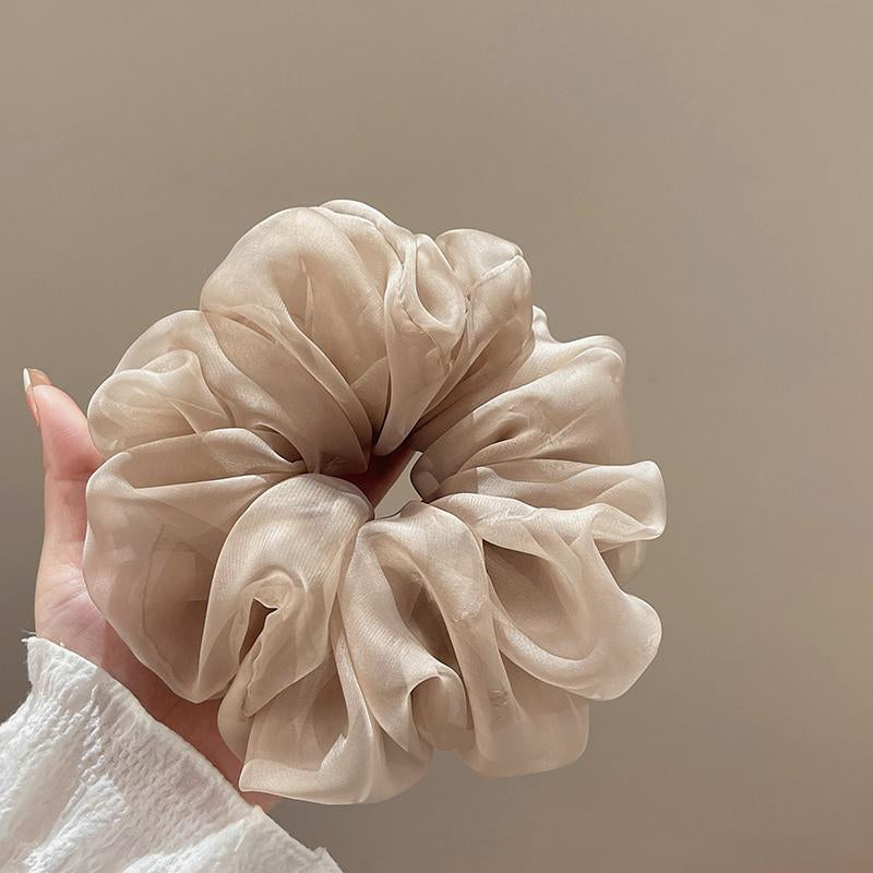 Chiffon Floral Solid Color Large Scrunchie