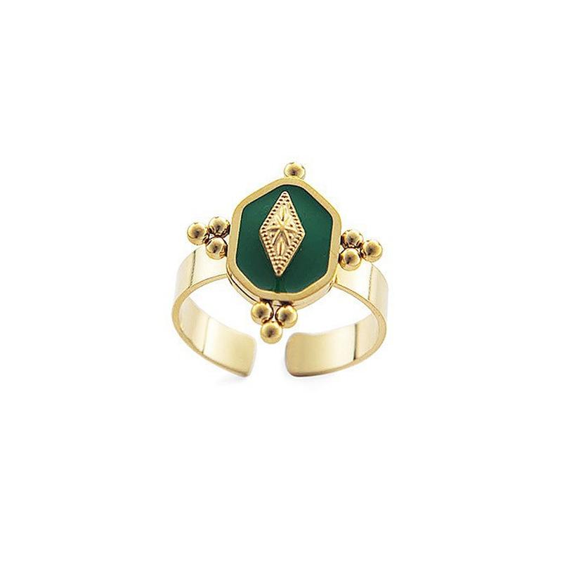 Malachite Green Open Ring in Gold