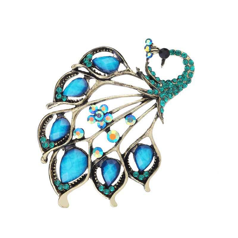 Vintage Luxurious Peacock Sapphire Brooch