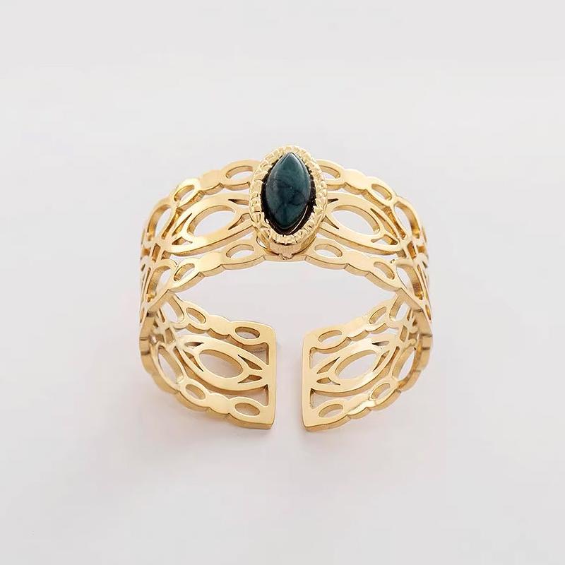 Malachite Green Open Ring in Gold