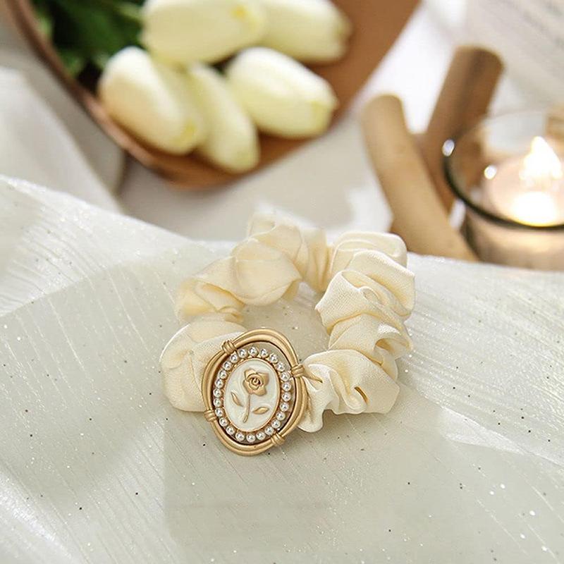 Chiffon Vintage Embossed Flower Scrunchie