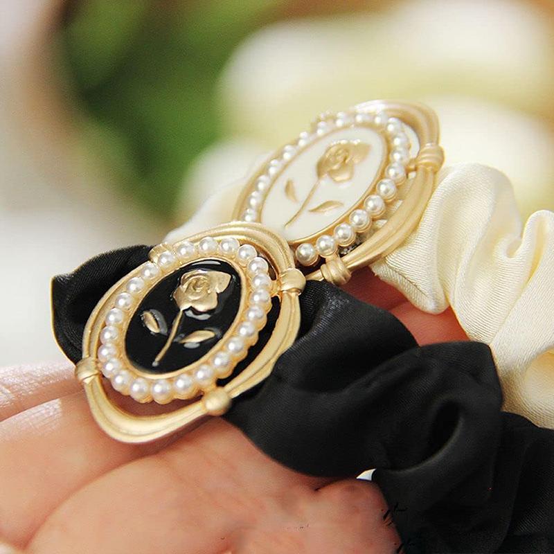 Chiffon Vintage Embossed Flower Scrunchie
