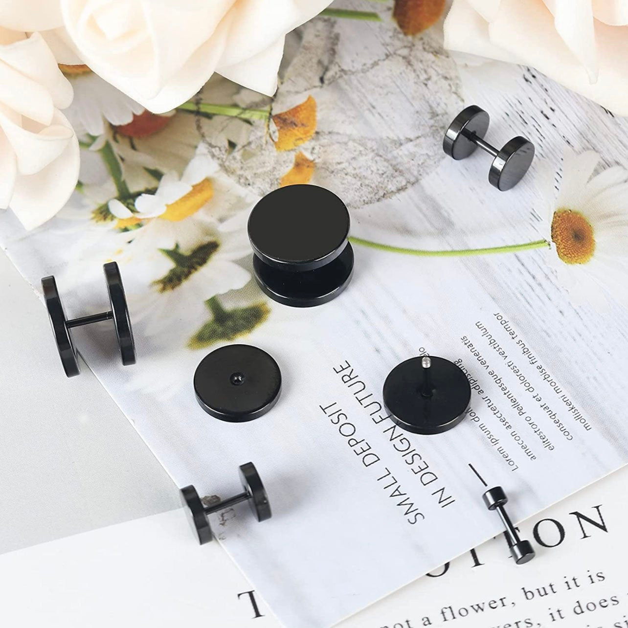 Barbell Stainless Steel Neutral Stud Earrings