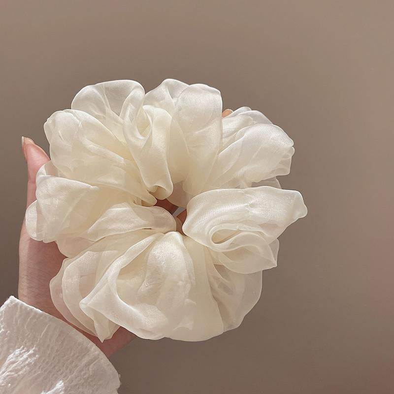 Chiffon Floral Solid Color Large Scrunchie