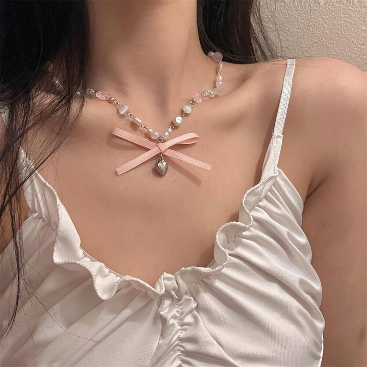 Star and Pearl Charm Necklace