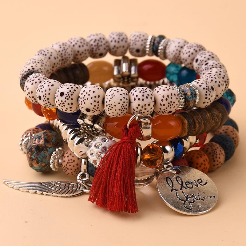 Boho Angel Wing Multi-layer Crystal Beaded