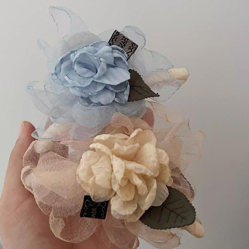 Tulle Flower Hair Claw Clips