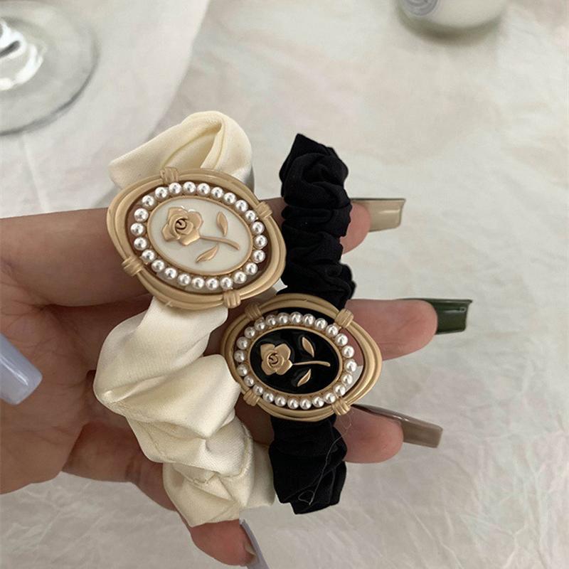 Chiffon Vintage Embossed Flower Scrunchie