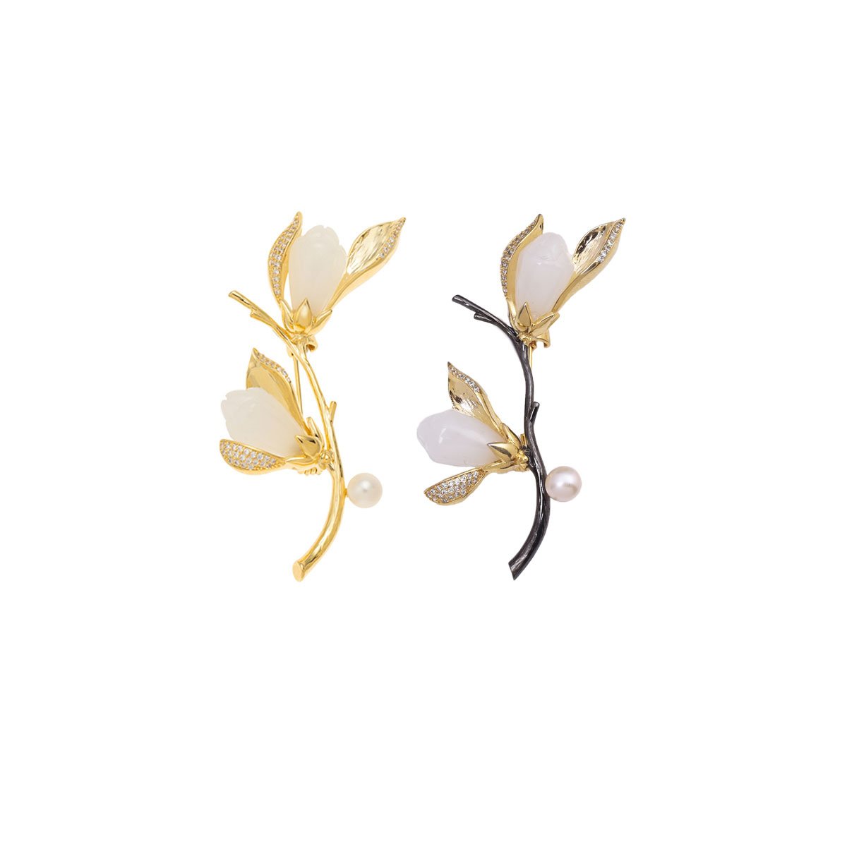 Elegant Floral Brooch Pin for Women with Rhinestone and Pearl Accents