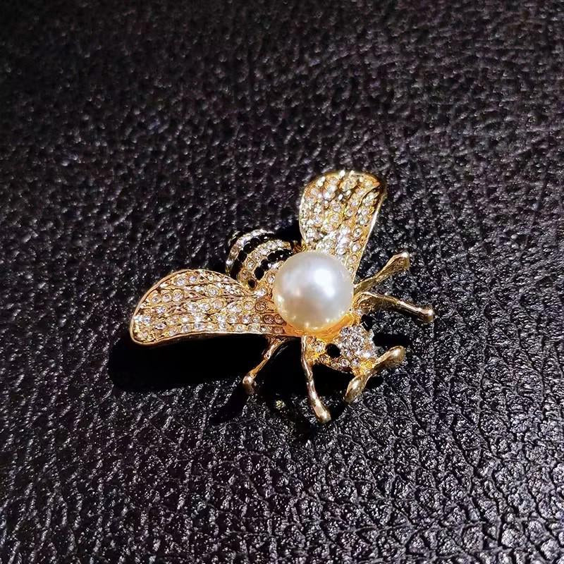 Pearl & Crystal Bee Brooch