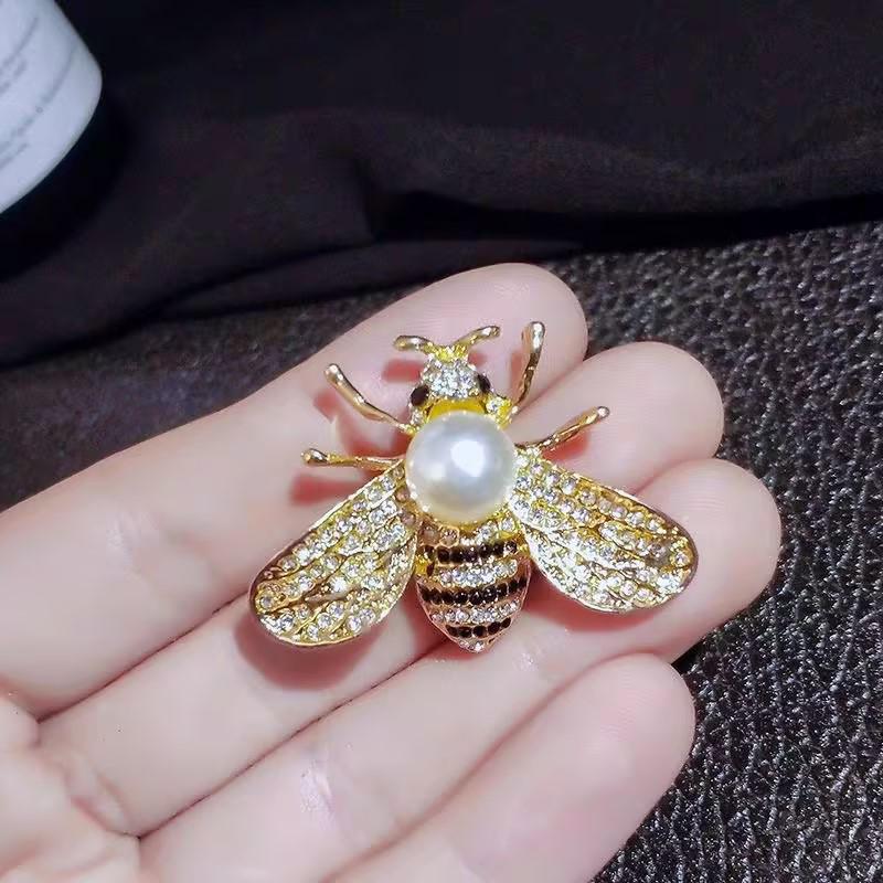 Pearl & Crystal Bee Brooch