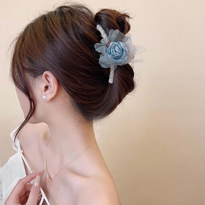 Tulle Flower Hair Claw Clips