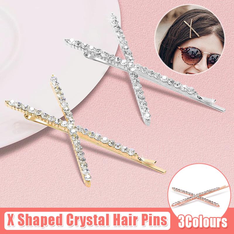 X-Shaped Crystal Hair Pins