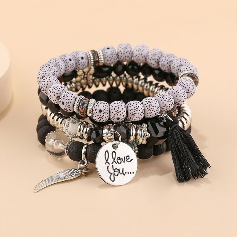 Boho Angel Wing Multi-layer Crystal Beaded