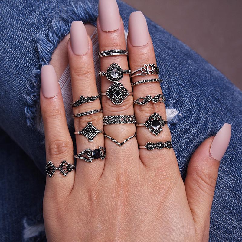 Bohemian Vintage-Inspired Ring Set