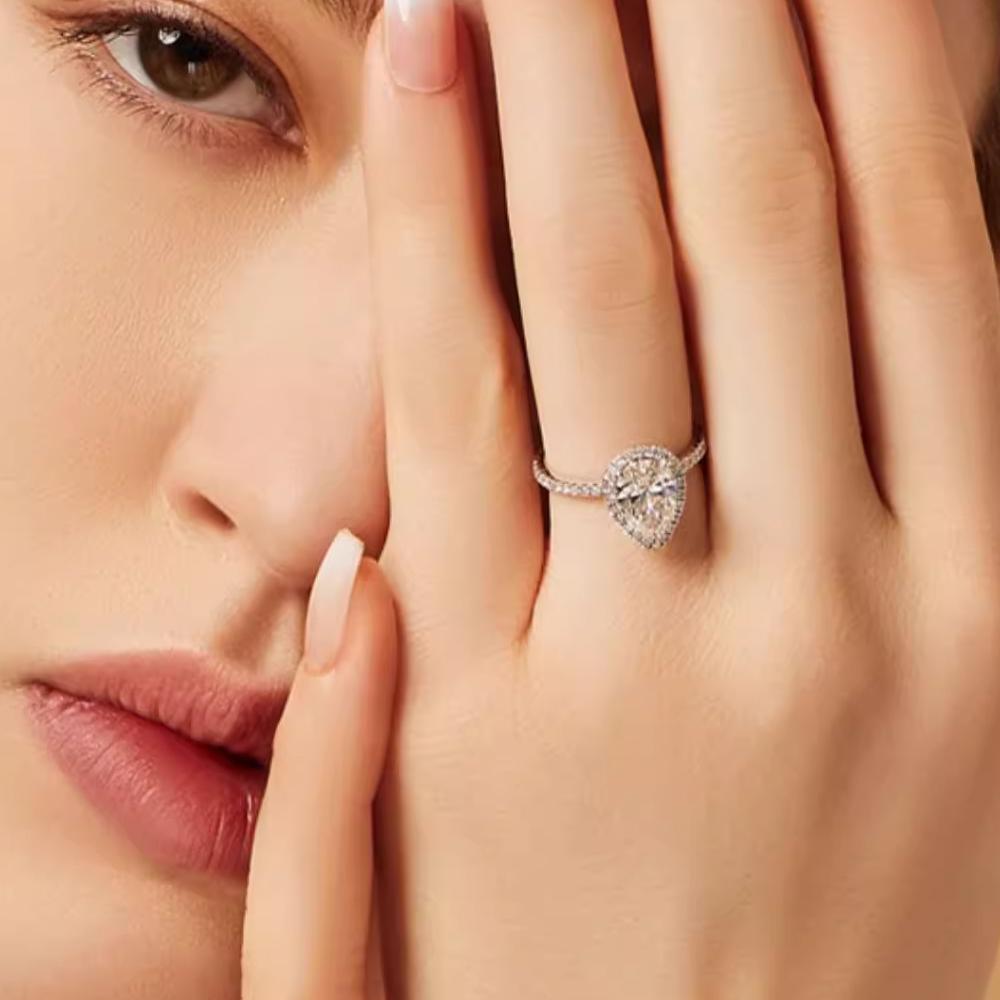 Pear-Shaped Zircon Engagement Ring