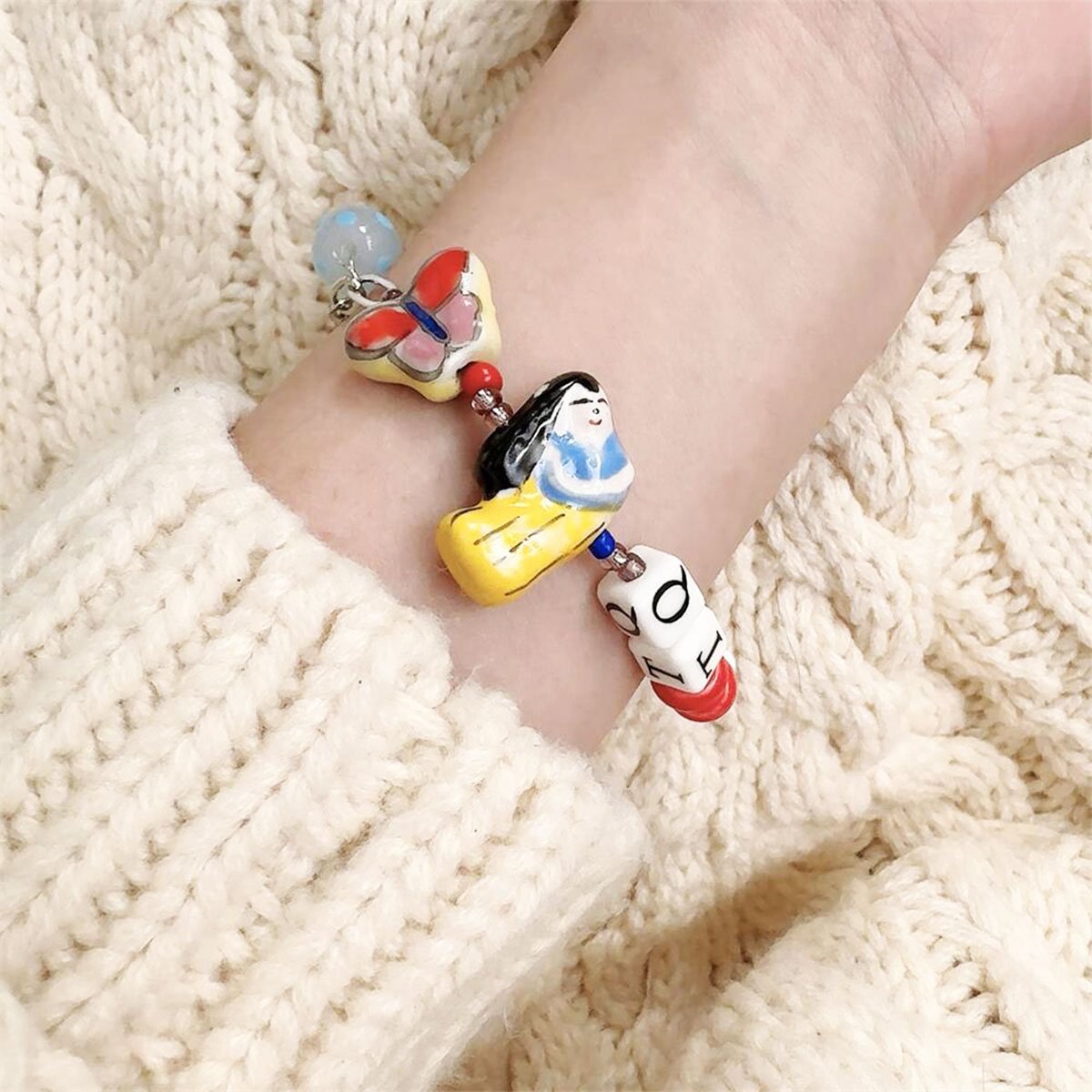Handmade Ceramic Bead Charm Bracelets