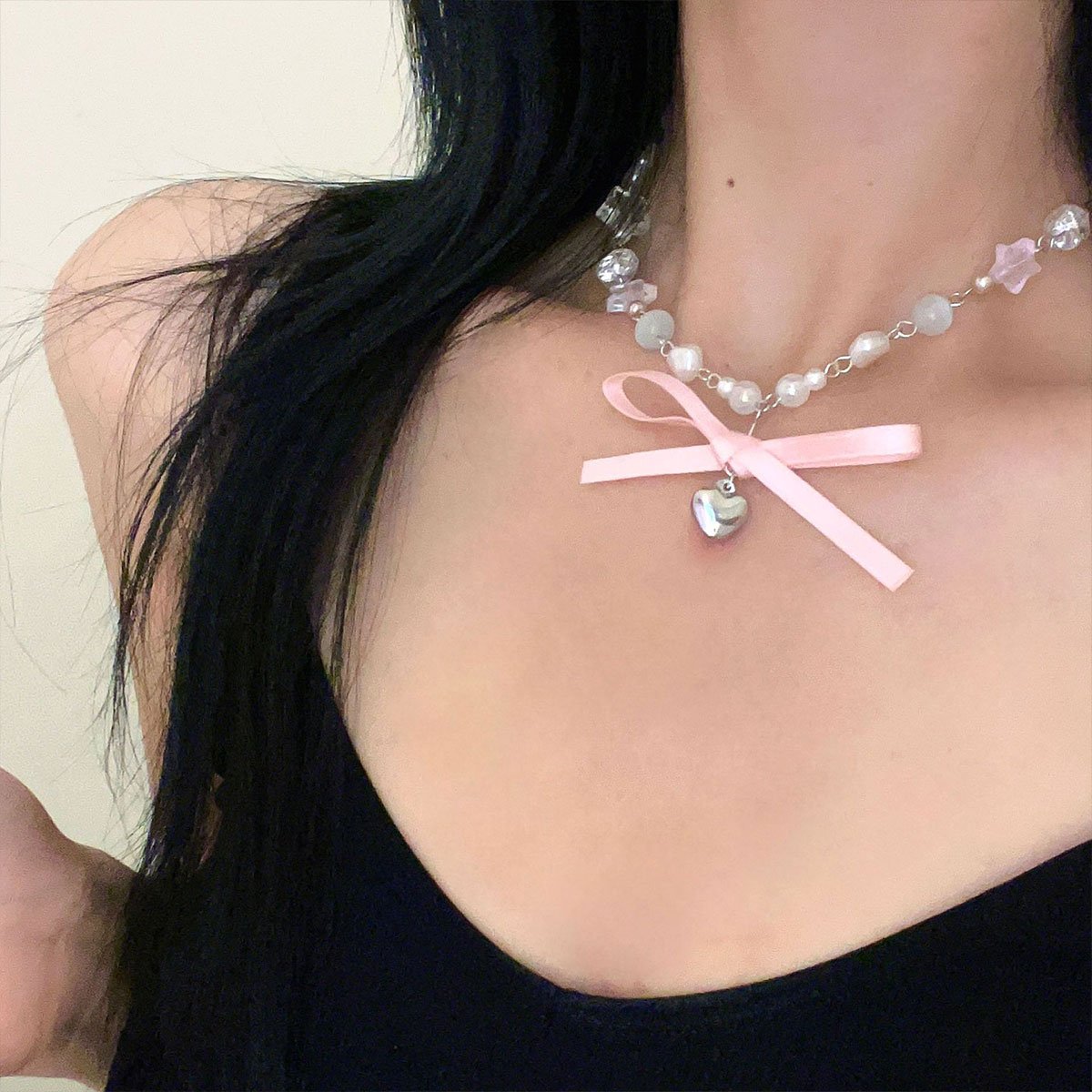 Star and Pearl Charm Necklace